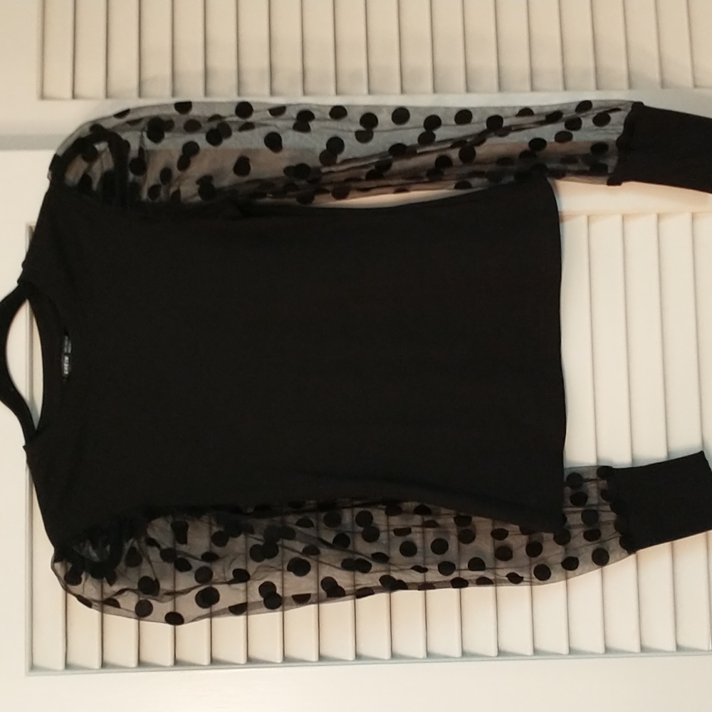 Sheer puff sleeve, Y2K,‎ Sheer Sleeve, Size S, Black, Trendy